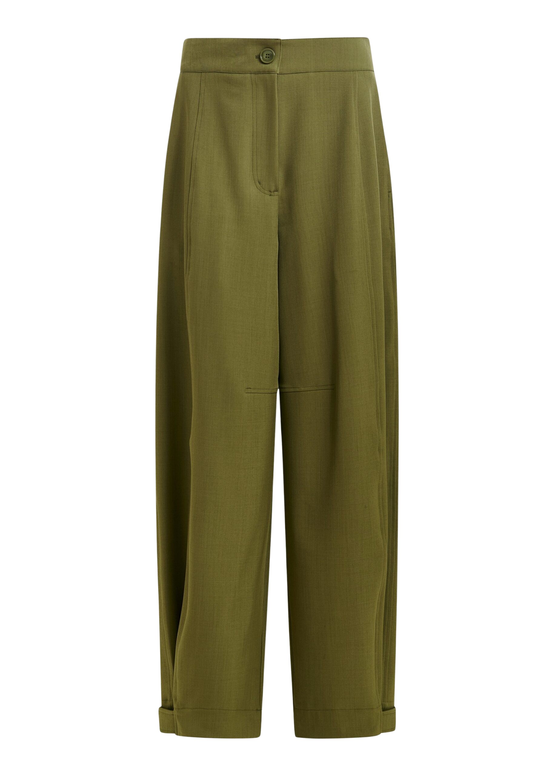 Essentiel Antwerp Olive green barrel-leg pants with twisted side seams