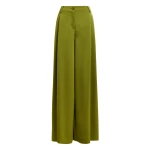 Essentiel Antwerp Olive green wide-leg satin pants - Essentiel Antwerp Pants - Colorful Belgian Design - Shop at Coveti