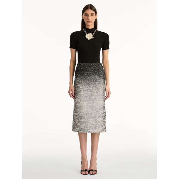 Oscar de la Renta Ombré Lurex Bouclé Jacquard Skirt - Oscar de la Renta Skirts - American Couture - Shop at Coveti