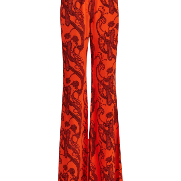 Essentiel Antwerp Orange and black paisley-print flared pants - Essentiel Antwerp Pants - Colorful Belgian Design - Shop at Coveti