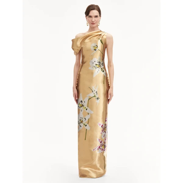 Oscar de la Renta Orchid Gold Metal Organza Gown - Oscar de la Renta Dresses - American Couture - Shop at Coveti