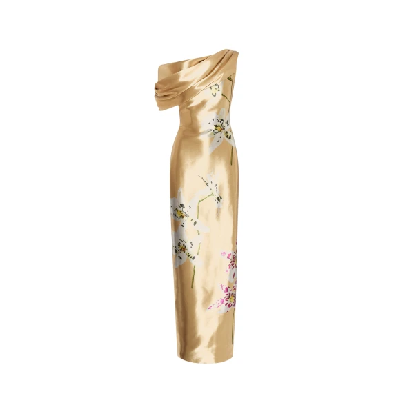 Oscar de la Renta Orchid Gold Metal Organza Gown - Oscar de la Renta Dresses - American Couture - Shop at Coveti