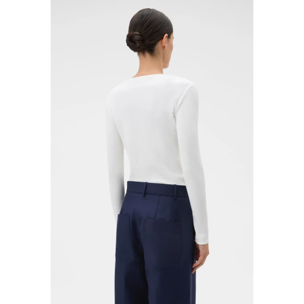 Oroton Eve Fine Rib Tee - Oroton Tops - Australian Heritage Luxury - Shop at Coveti