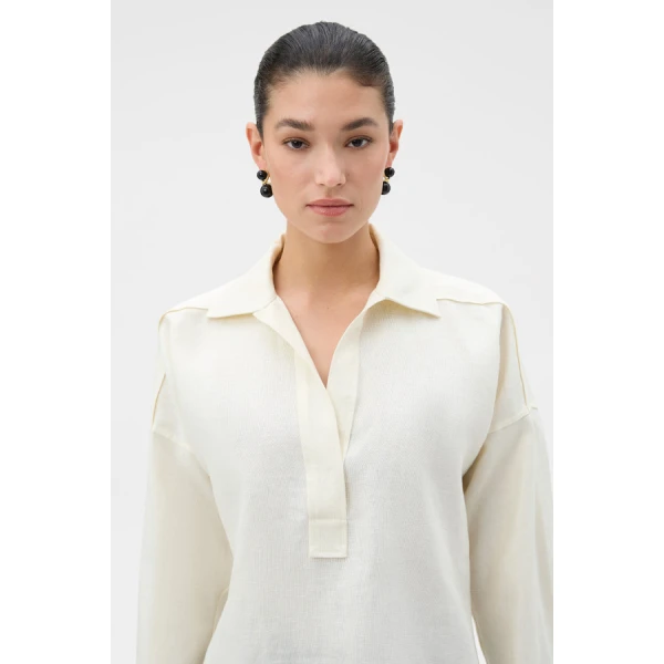 Oroton Half Placket Tunic - Oroton Tops - Australian Heritage Luxury - Shop at Coveti