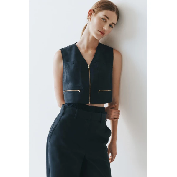 Oroton Pocket Detail Vest - Oroton Tops - Australian Heritage Luxury - Shop at Coveti