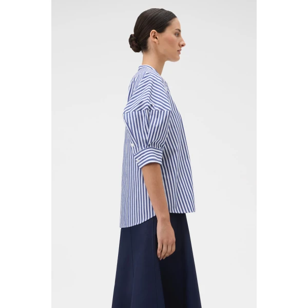 Oroton Sleeve Detail Stripe Shirt - Oroton Tops - Australian Heritage Luxury - Shop at Coveti