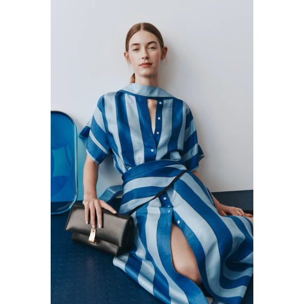 Oroton Slub Silk Stripe Column Dress - Oroton Dresses - Australian Heritage Luxury - Shop at Coveti