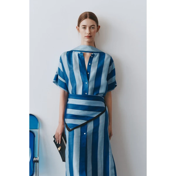 Oroton Slub Silk Stripe Column Dress - Oroton Dresses - Australian Heritage Luxury - Shop at Coveti