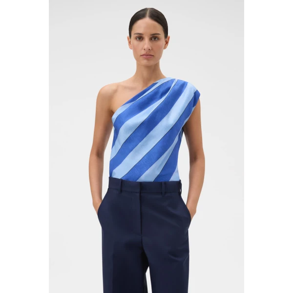 Oroton Slub Silk Stripe Top - Oroton Tops - Australian Heritage Luxury - Shop at Coveti