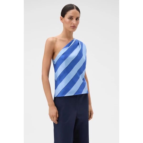 Oroton Slub Silk Stripe Top - Oroton Tops - Australian Heritage Luxury - Shop at Coveti