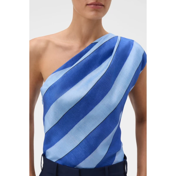 Oroton Slub Silk Stripe Top - Oroton Tops - Australian Heritage Luxury - Shop at Coveti