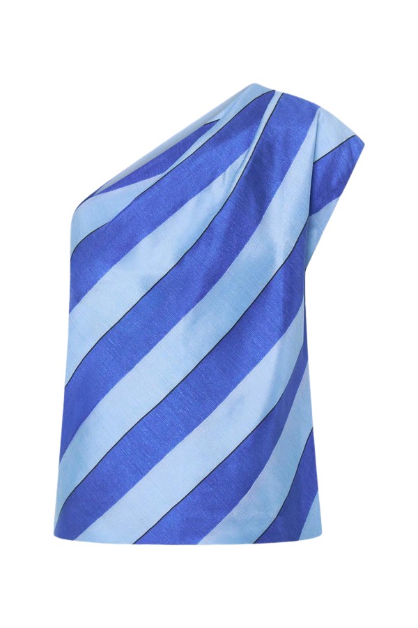 Oroton Slub Silk Stripe Top