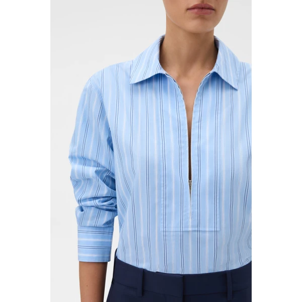 Oroton Yarn Dye Stripe Zip Shirt - Oroton Tops - Australian Heritage Luxury - Shop at Coveti