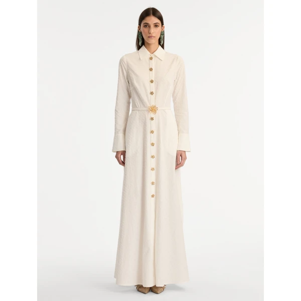 Oscar de la Renta Oscar Chain-Link Cotton Poplin Caftan - Oscar de la Renta Dresses - American Couture - Shop at Coveti
