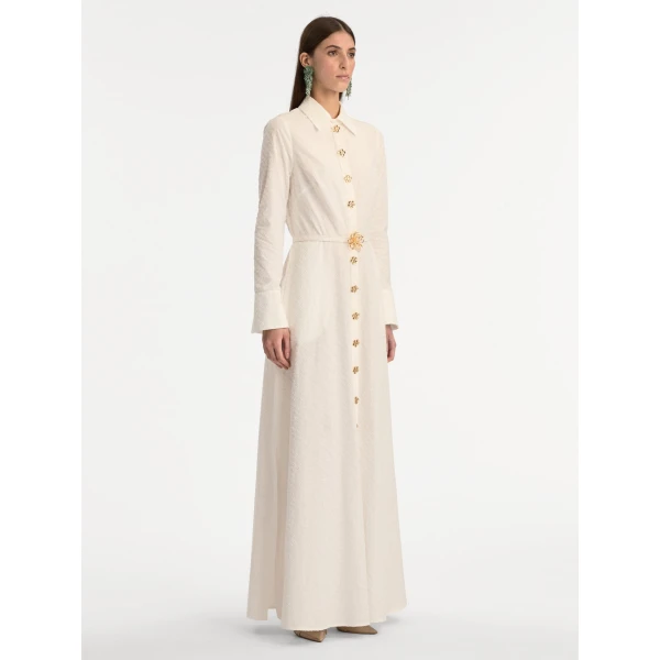 Oscar de la Renta Oscar Chain-Link Cotton Poplin Caftan - Oscar de la Renta Dresses - American Couture - Shop at Coveti