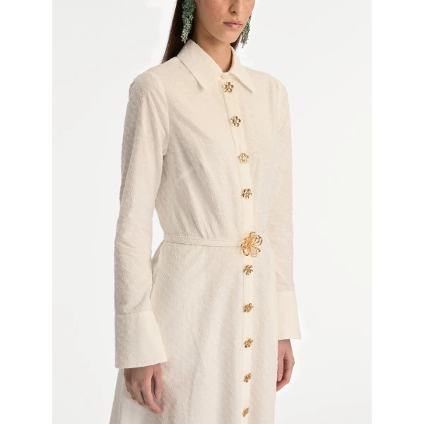 Oscar de la Renta Oscar Chain-Link Cotton Poplin Caftan - Oscar de la Renta Dresses - American Couture - Shop at Coveti
