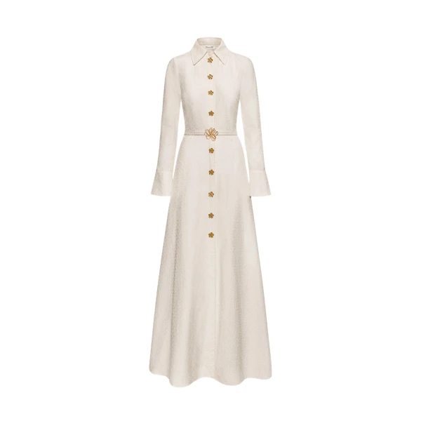 Oscar de la Renta Oscar Chain-Link Cotton Poplin Caftan - Oscar de la Renta Dresses - American Couture - Shop at Coveti