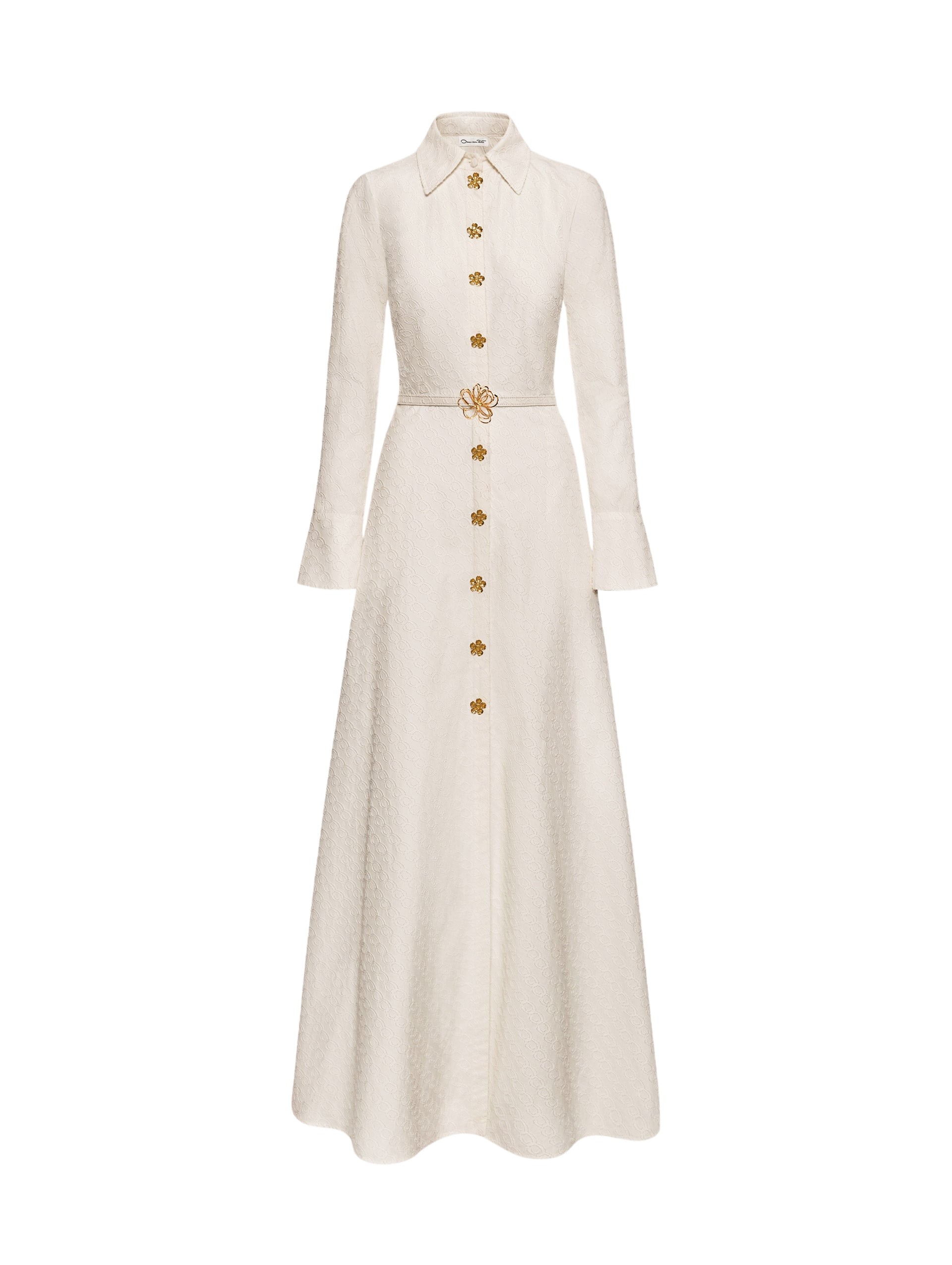 Oscar de la Renta Oscar Chain-Link Cotton Poplin Caftan Dress