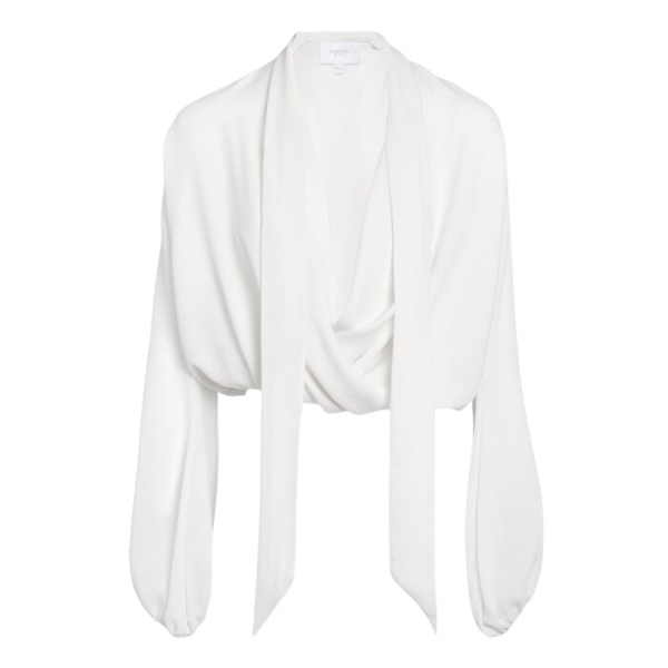 Giambattista Valli Oversize Ivory Self-Tie Neck Silk Blouse - Giambattista Valli Tops - Romantic Couture - Shop at Coveti