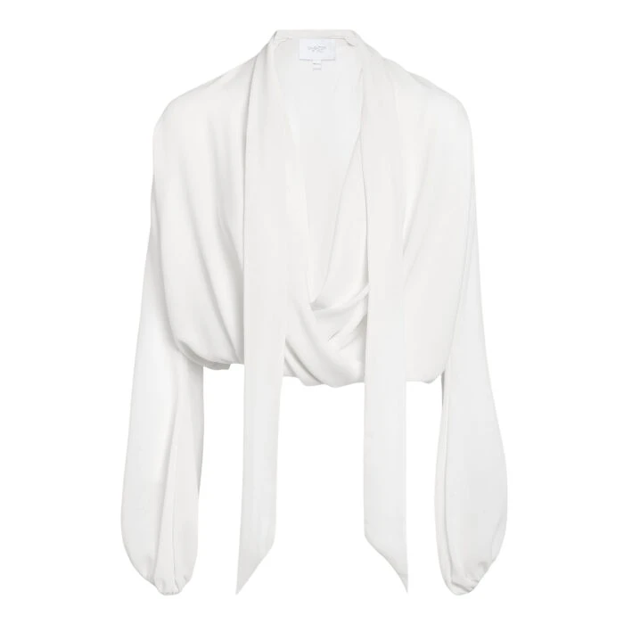 Oversize-Ivory-Self-Tie-Neck-Silk-Blouse-Giambattista-Valli-Tops-720313_nobg Giambattista Valli Oversize Ivory Self-Tie Neck Silk Blouse - Giambattista Valli Tops - Romantic Couture - Shop at Coveti