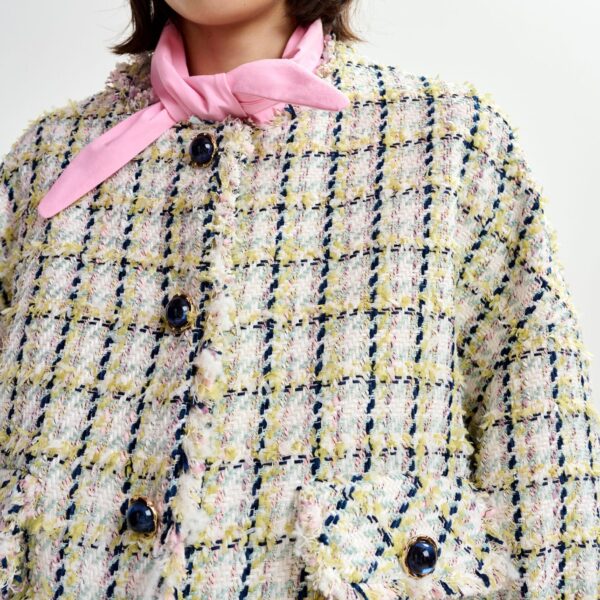 Essentiel Antwerp Oversized bouclé jacket with trim detailing - Essentiel Antwerp Jackets - Colorful Belgian Design - Shop at Coveti