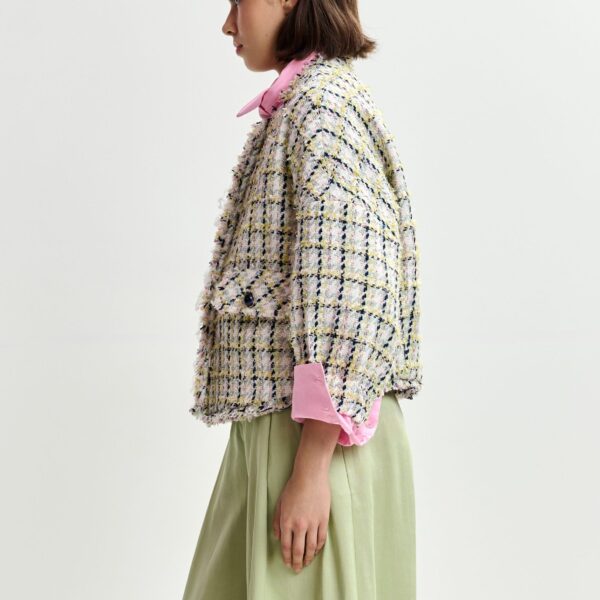 Essentiel Antwerp Oversized bouclé jacket with trim detailing - Essentiel Antwerp Jackets - Colorful Belgian Design - Shop at Coveti