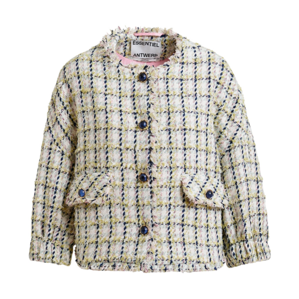 Essentiel Antwerp Oversized bouclé jacket with trim detailing - Essentiel Antwerp Jackets - Colorful Belgian Design - Shop at Coveti