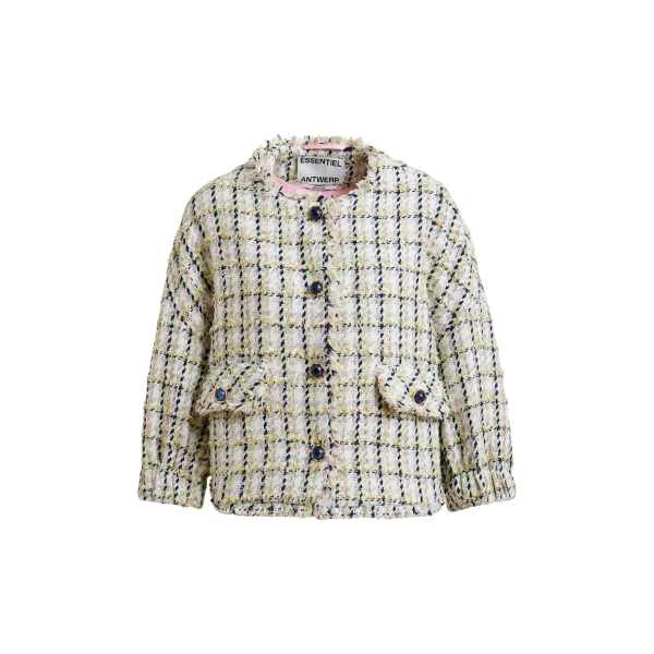 Essentiel Antwerp Oversized bouclé jacket with trim detailing - Essentiel Antwerp Jackets - Colorful Belgian Design - Shop at Coveti