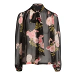 Giambattista Valli Pansies Black Silk Blouse - Giambattista Valli Tops - Romantic Couture - Shop at Coveti