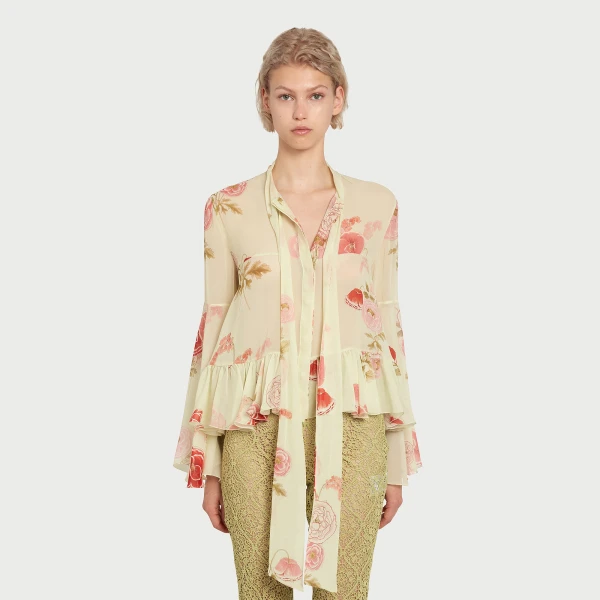 Giambattista Valli Pansies Pink Silk Blouse - Giambattista Valli Tops - Romantic Couture - Shop at Coveti