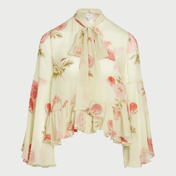 Giambattista Valli Pansies Pink Silk Blouse - Giambattista Valli Tops - Romantic Couture - Shop at Coveti