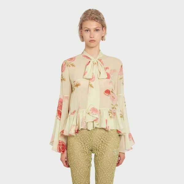 Giambattista Valli Pansies Pink Silk Blouse - Giambattista Valli Tops - Romantic Couture - Shop at Coveti