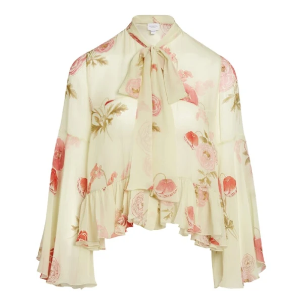Giambattista Valli Pansies Pink Silk Blouse - Giambattista Valli Tops - Romantic Couture - Shop at Coveti