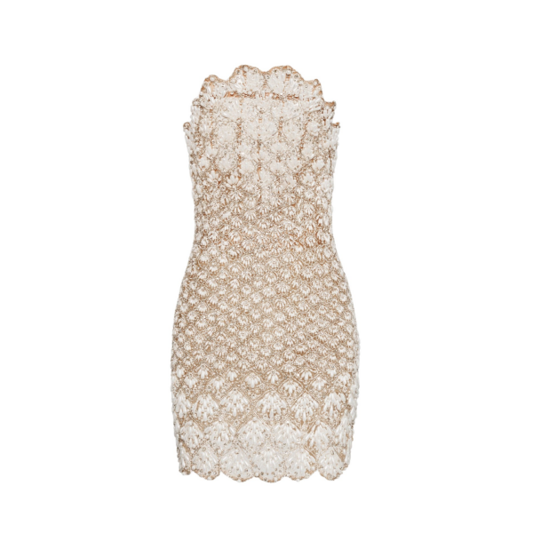 Oscar de la Renta Pearl Embroidered Scallop Dress - Oscar de la Renta Dresses - American Couture - Shop at Coveti