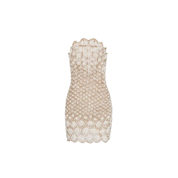 Oscar de la Renta Pearl Embroidered Scallop Dress - Oscar de la Renta Dresses - American Couture - Shop at Coveti