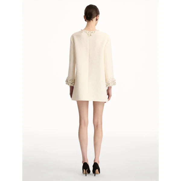 Oscar de la Renta Pearl Embroidered Tweed Shift Dress - Oscar de la Renta Dresses - American Couture - Shop at Coveti