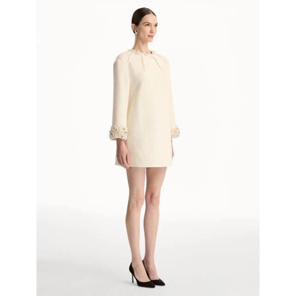 Oscar de la Renta Pearl Embroidered Tweed Shift Dress - Oscar de la Renta Dresses - American Couture - Shop at Coveti