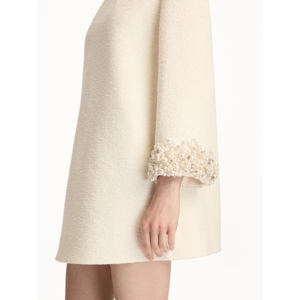 Oscar de la Renta Pearl Embroidered Tweed Shift Dress - Oscar de la Renta Dresses - American Couture - Shop at Coveti
