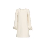 Oscar de la Renta Pearl Embroidered Tweed Shift Dress - Oscar de la Renta Dresses - American Couture - Shop at Coveti