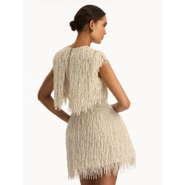 Oscar de la Renta Pearl Fringe Cocktail Dress - Oscar de la Renta Dresses - American Couture - Shop at Coveti