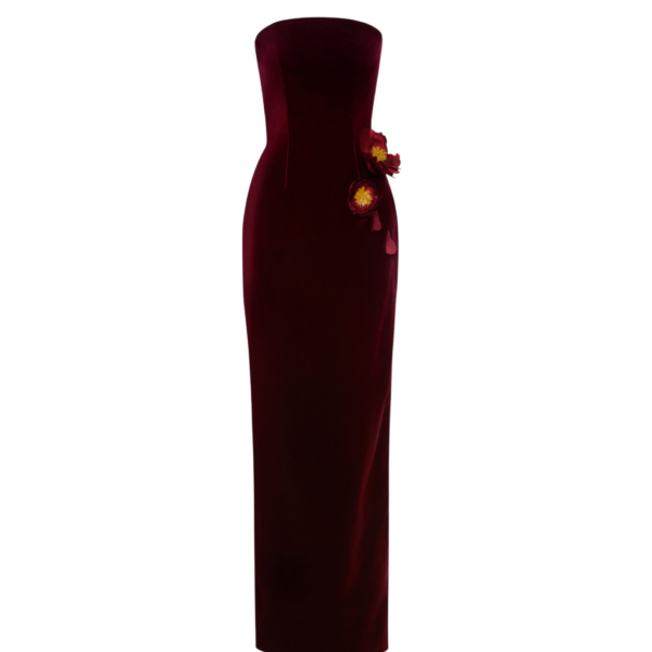 Oscar de la Renta Peony Appliqué Velvet Gown - Oscar de la Renta Dresses - American Couture - Shop at Coveti