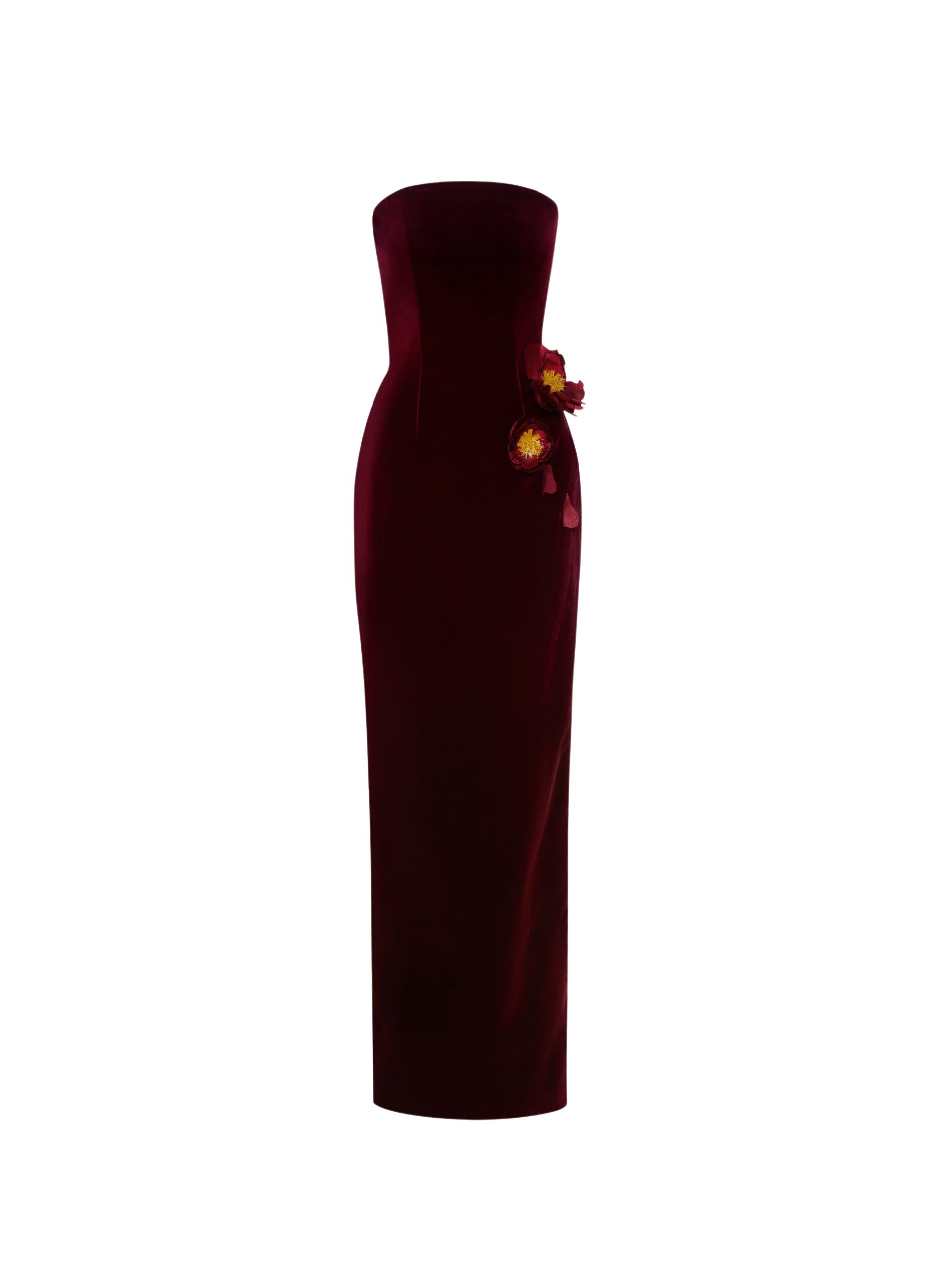 Oscar de la Renta Peony Appliqué Velvet Gown