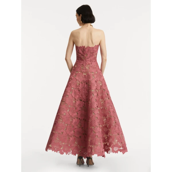 Oscar de la Renta Peony Guipure Tea Length Gown - Oscar de la Renta Dresses - American Couture - Shop at Coveti