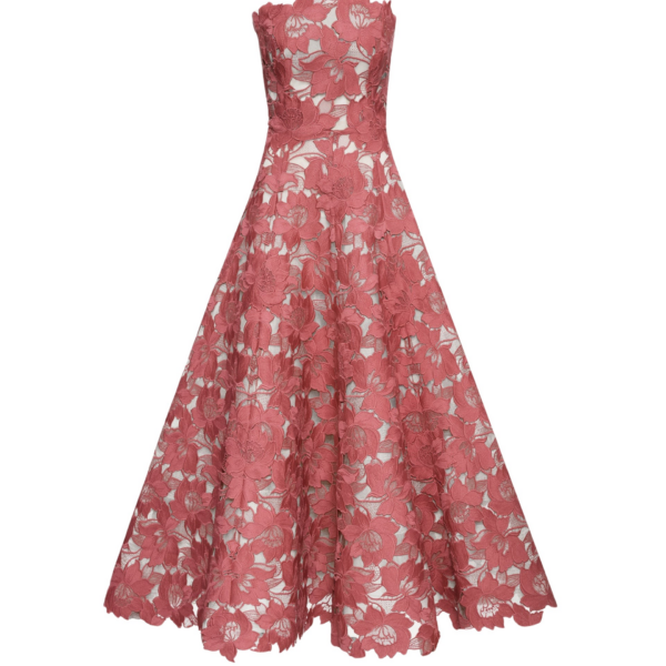 Oscar de la Renta Peony Guipure Tea Length Gown - Oscar de la Renta Dresses - American Couture - Shop at Coveti