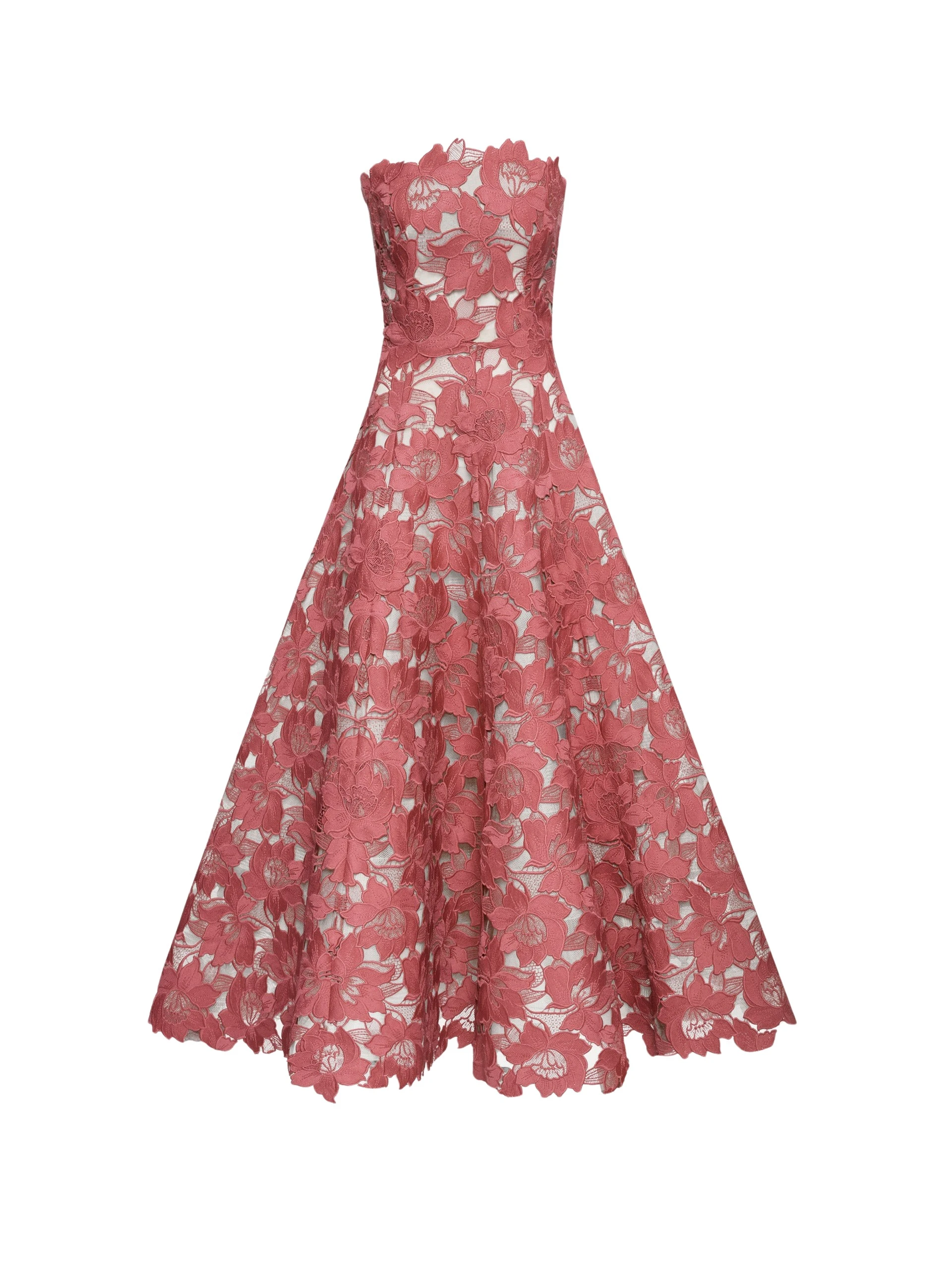 Peony-Guipure-Tea-Length-Gown-Oscar-de-la-Renta-Dresses63245_nobg Oscar de la Renta Peony Guipure Tea Length Gown - Oscar de la Renta Dresses - American Couture - Shop at Coveti