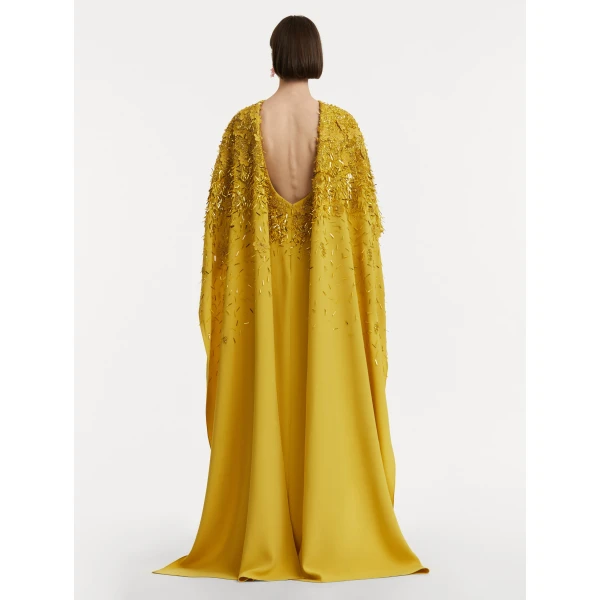 Oscar de la Renta Peony Sequin and Raffia Embroidered Caftan - Oscar de la Renta Dresses - American Couture - Shop at Coveti