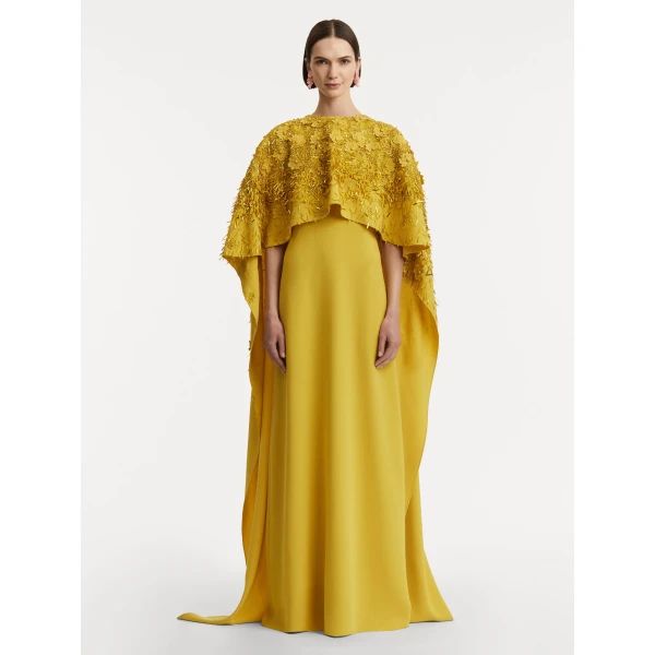 Oscar de la Renta Peony Sequin and Raffia Embroidered Caftan - Oscar de la Renta Dresses - American Couture - Shop at Coveti