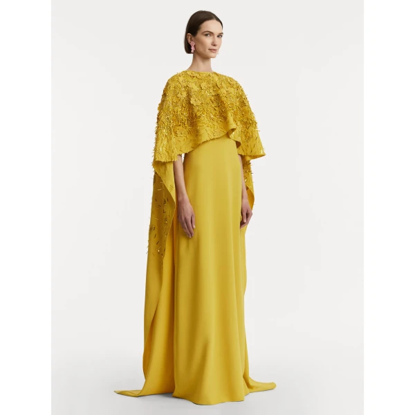 Oscar de la Renta Peony Sequin and Raffia Embroidered Caftan - Oscar de la Renta Dresses - American Couture - Shop at Coveti