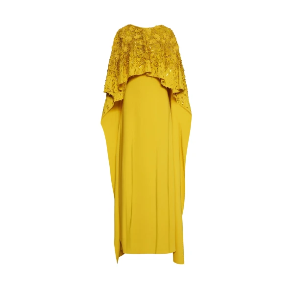 Oscar de la Renta Peony Sequin and Raffia Embroidered Caftan - Oscar de la Renta Dresses - American Couture - Shop at Coveti