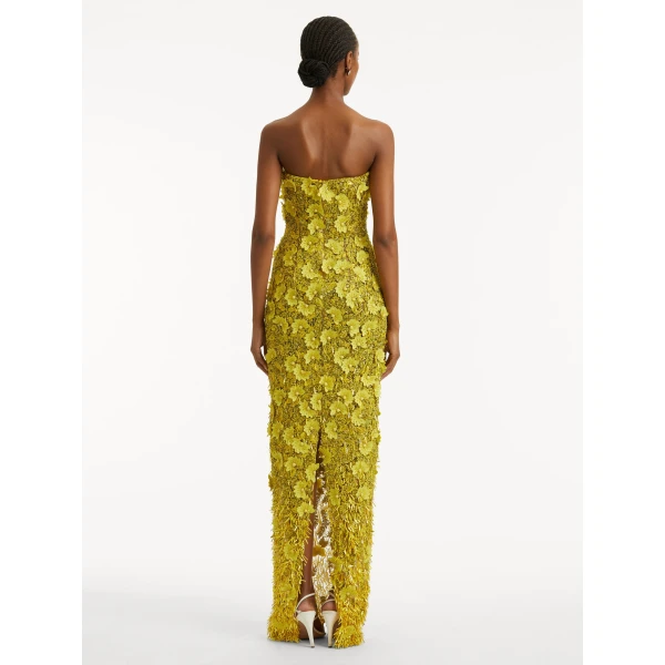 Oscar de la Renta Peony Sequin and Raffia Embroidered Gown - Oscar de la Renta Dresses - American Couture - Shop at Coveti